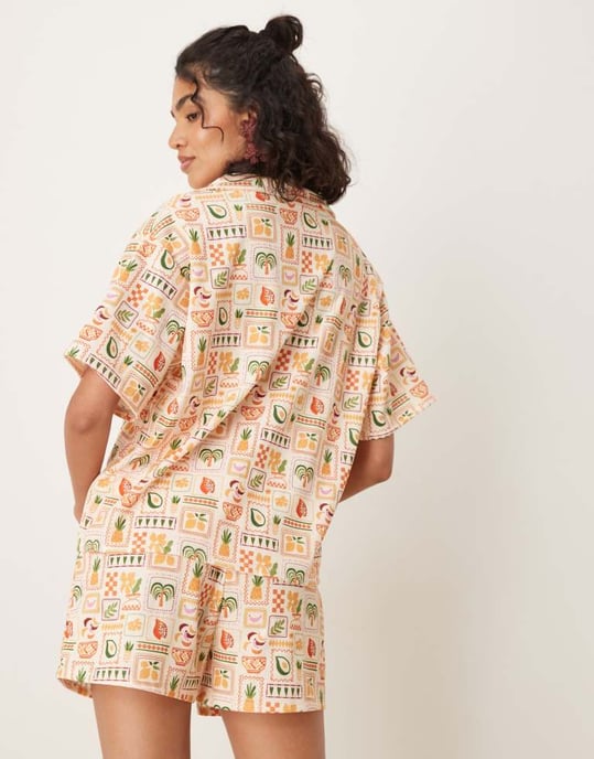ASOS DESIGN mini short set i palmer semestertryck - Image 3