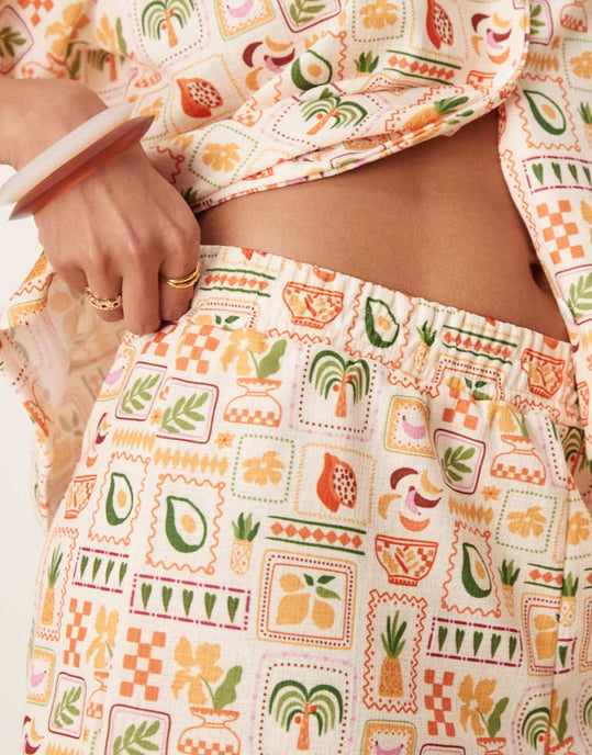 ASOS DESIGN mini short set i palmer semestertryck - Image 4