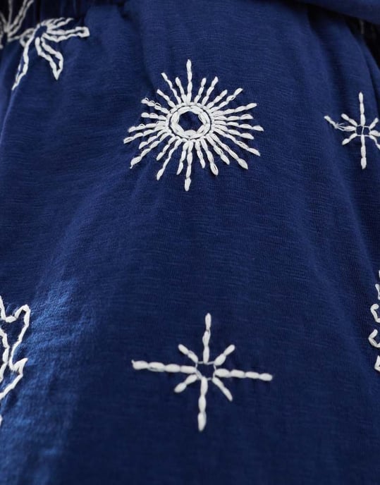 ASOS DESIGN boxershorts-set med solsticebroderi i marinblå - Image 4