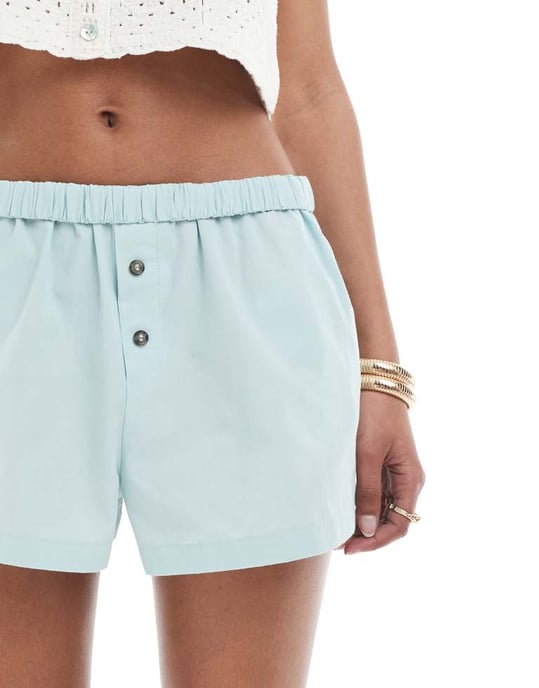 ASOS DESIGN shorts med veckad midja i blått - Image 3