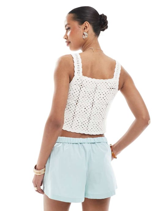 ASOS DESIGN shorts med veckad midja i blått - Image 4