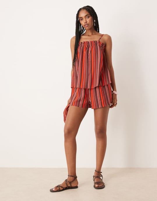 ASOS DESIGN shorts i mörkröd rand - Image 4