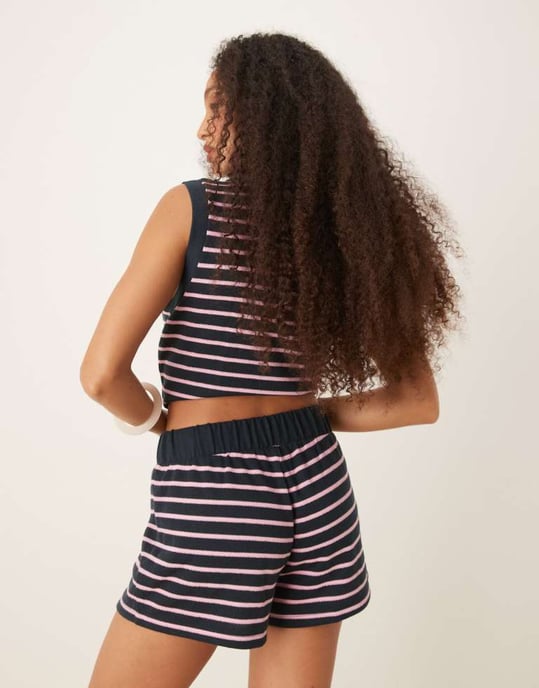 ASOS DESIGN boxershorts set i strukturerad marinrandig - Image 3