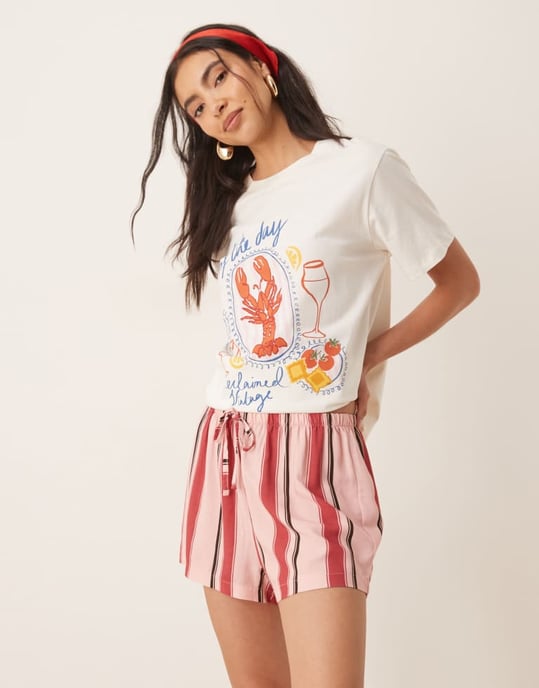 ASOS DESIGN mikrosort i rosa rand - Image 2