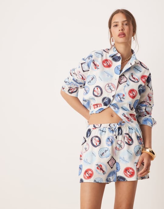 Miss Selfridge shorts-set i semestertryck - Image 4