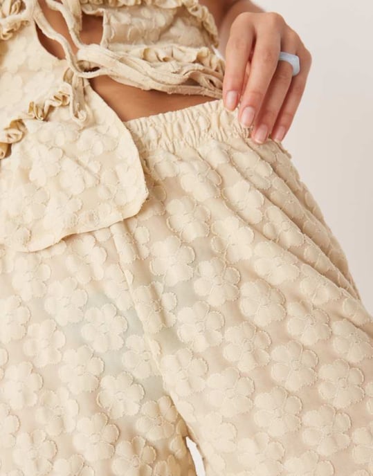 ASOS DESIGN mini kort set i krämfärgad blommig spets - Image 2