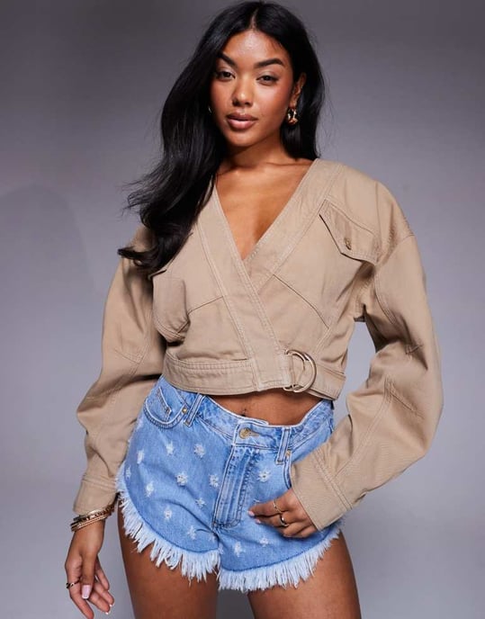 ASOS X THE SOURCED COLLECTION slitna mikrodenimshorts - Image 2