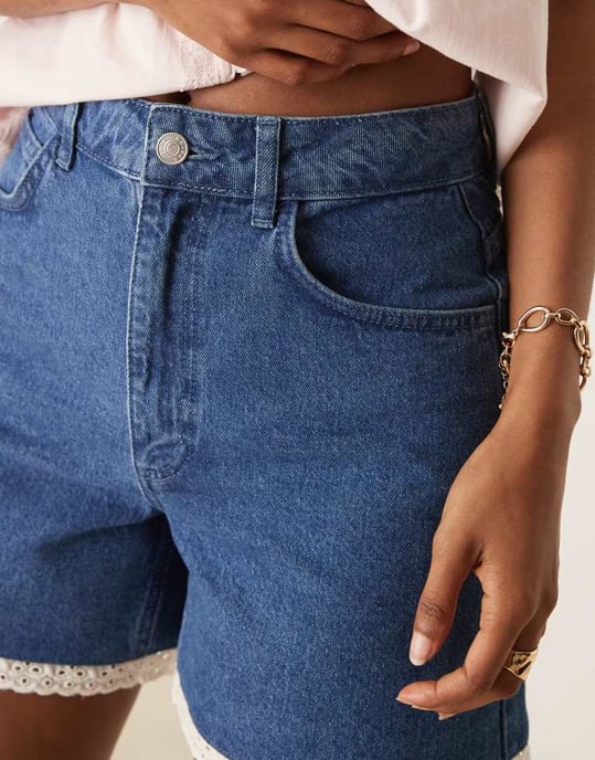 ASOS DESIGN pappa shorts-set med broderi detaljer i mid blå - Image 3
