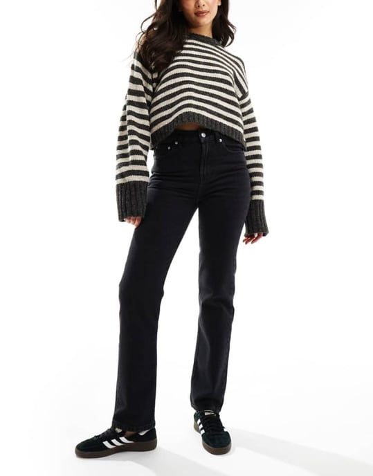 ASOS DESIGN high rise slim straight jean in black - Image 1
