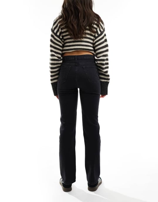ASOS DESIGN high rise slim straight jean in black - Image 2