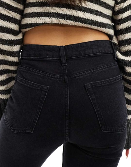 ASOS DESIGN high rise slim straight jean in black - Image 4