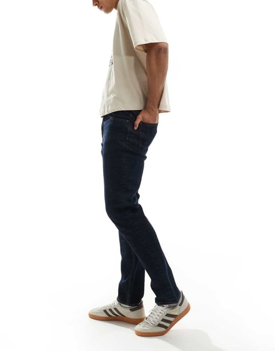 ASOS DESIGN slim fit jeans i vintage mörk tvättad blå - Image 3