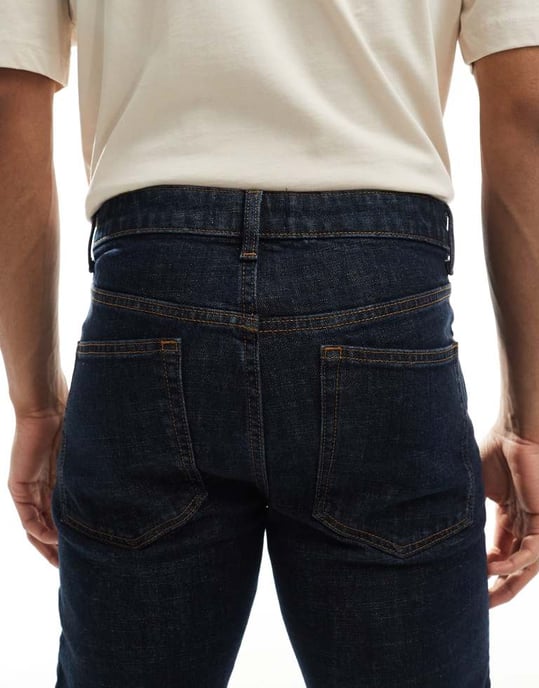 ASOS DESIGN slim fit jeans i vintage mörk tvättad blå - Image 4