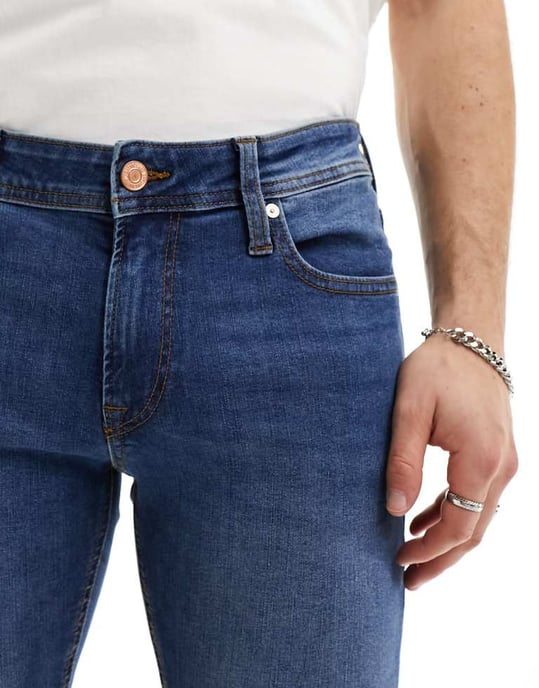 Jack & Jones Liam skinny jeans in mid blue - Image 3
