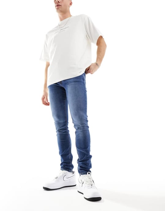 Jack & Jones Liam skinny jeans in mid blue - Image 4