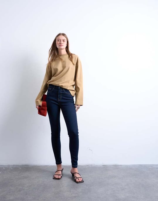 Topshop Jamie hög midja skinny jeans i indigo tvätt - Image 1