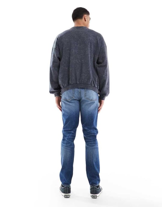 ASOS DESIGN skinny jeans med ton i mellannyans blå - Image 2