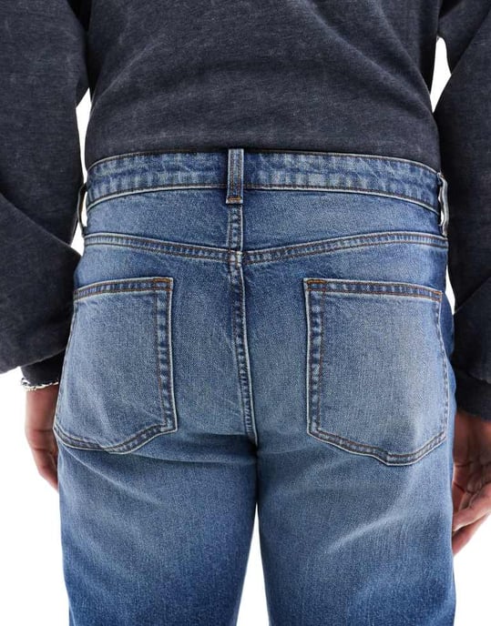 ASOS DESIGN skinny jeans med ton i mellannyans blå - Image 4