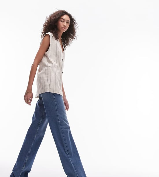 Topshop Tall Ember low rise straight leg jean in mid blue - Image 1