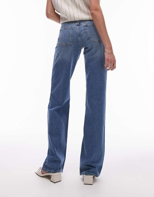 Topshop Tall Ember low rise straight leg jean in mid blue - Image 2