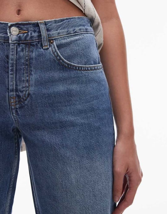 Topshop Tall Ember low rise straight leg jean in mid blue - Image 3