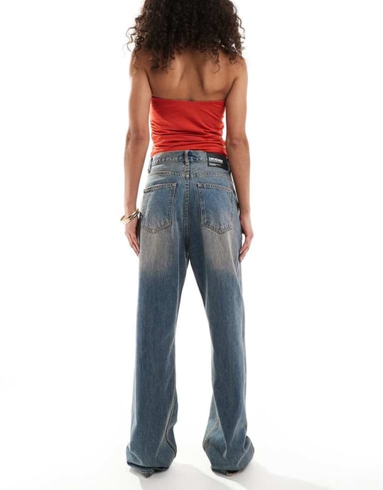 Dr Denim Echo regular fit rak ben i Stray Sky Peach distressed tvätt - Image 2