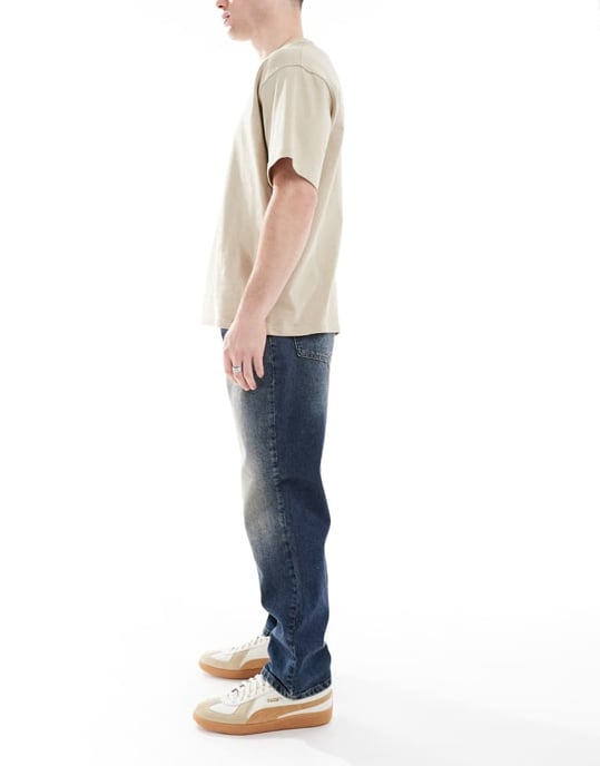 ASOS DESIGN raka jeans med toning i medelblå tvätt - Image 2