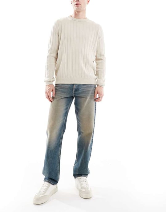 ASOS DESIGN raka jeans med toning i ljusblå tvätt - Image 1