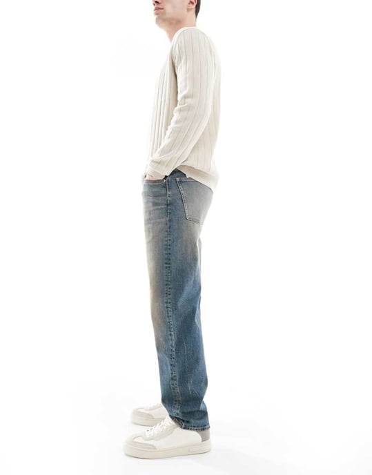ASOS DESIGN raka jeans med toning i ljusblå tvätt - Image 3