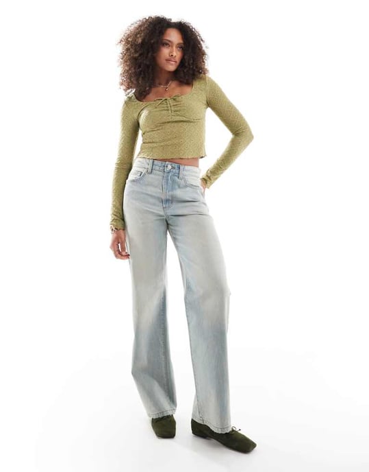 Cotton On 91 raka jeans i blått - Image 1