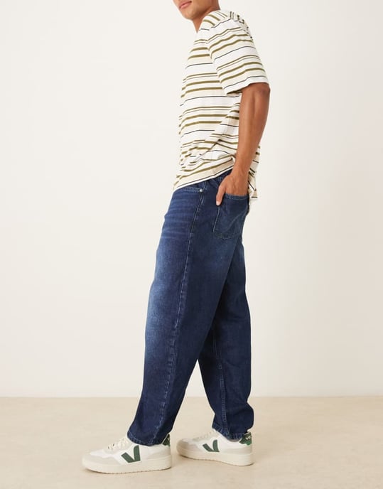ASOS DESIGN löst raka jeans i mörk tvätt - Image 3