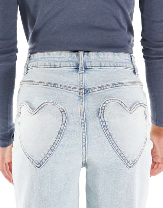 Miss Selfridge hjärta ficka raka ben jeans i isblekt tvätt - Image 4