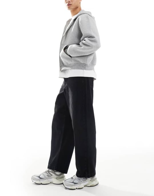 ASOS DESIGN lösa raka jeans i tvättad svart - Image 3