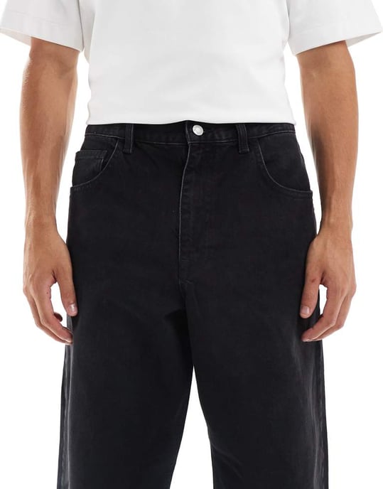ASOS DESIGN lösa raka jeans i tvättad svart - Image 4