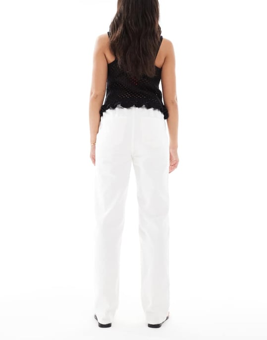 Miss Selfridge elastiska midje raka jeans i ecru tvätt - Image 2