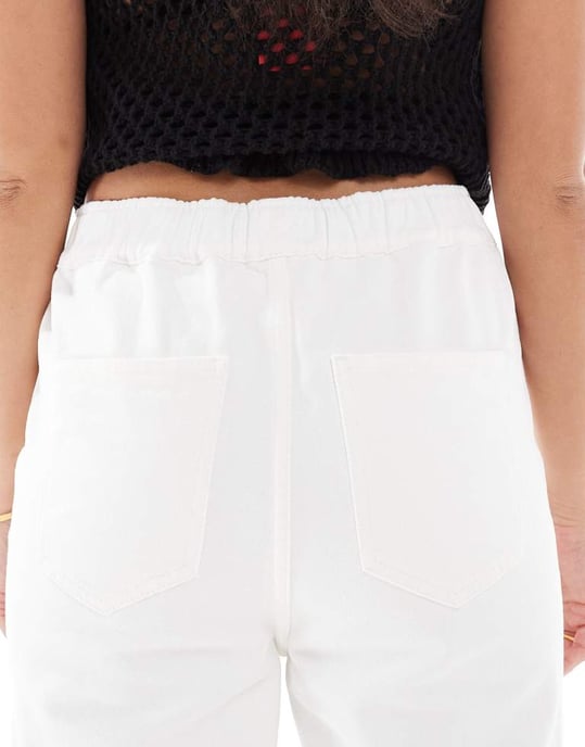 Miss Selfridge elastiska midje raka jeans i ecru tvätt - Image 4