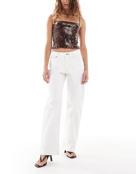 Calvin Klein Jeans signatur 90-tals raka jeans i vit tvätt - Image 1