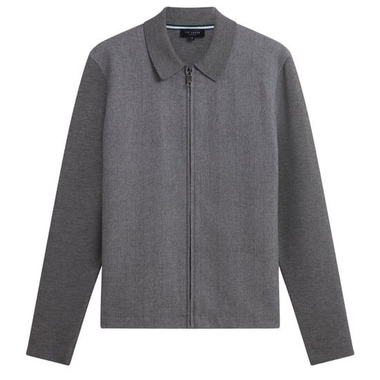 Ted Baker Dejo Jas Met Visgraatmotief En Ritssluiting Aan De Voorkant, Grijs - Image 1
