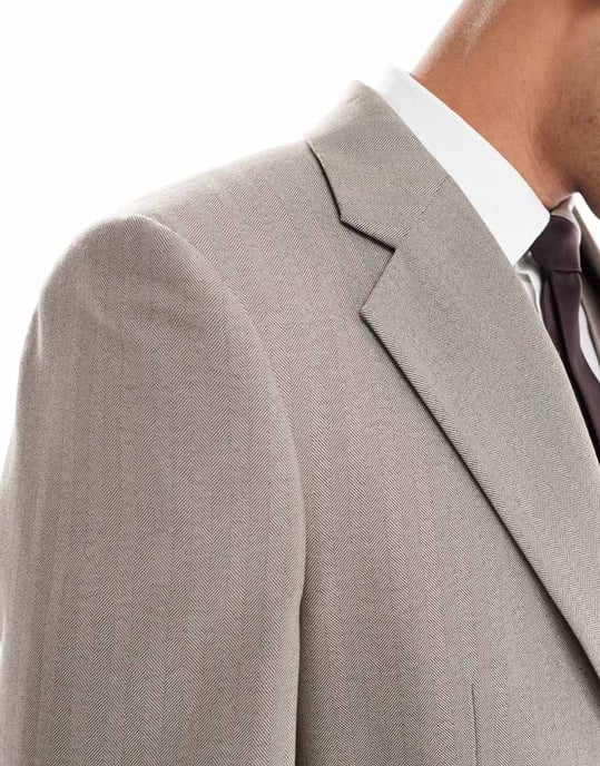 ASOS DESIGN bröllop ullmix slim blazer i brun herringbone - Image 3