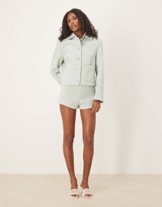 ASOS DESIGN skräddarsydd boucléjacka i salviagrön - Image 2