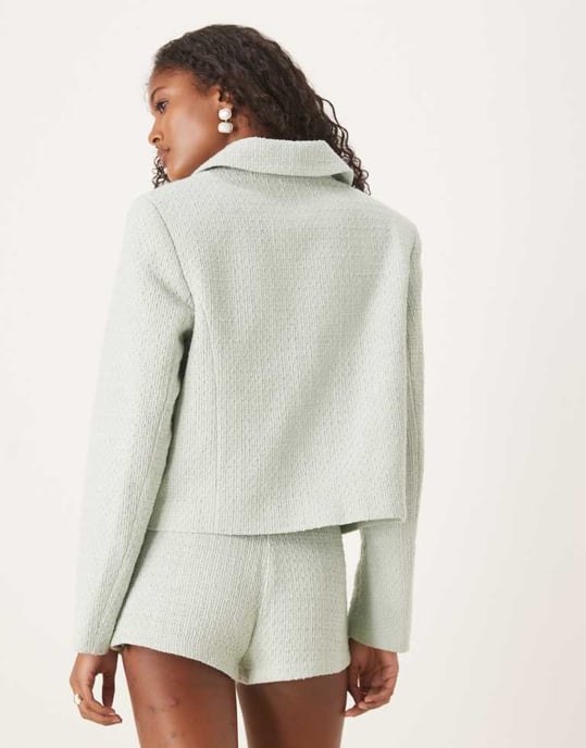 ASOS DESIGN skräddarsydd boucléjacka i salviagrön - Image 4