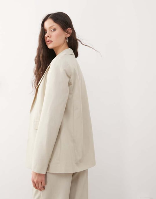 Miss Selfridge essentiel kant-till-kant blazer i sten - Image 4