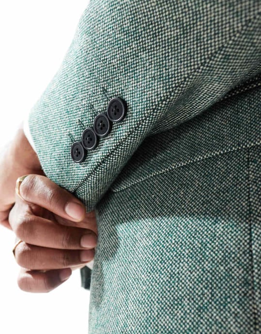 ASOS DESIGN slim fit ullmix kavaj i flaska grön tweed - Image 2