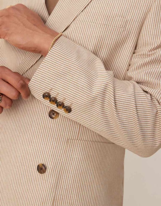 ASOS DESIGN linneslim jakk i stensrand - Image 2