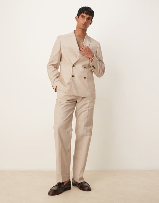 ASOS DESIGN linneslim jakk i stensrand - Image 3