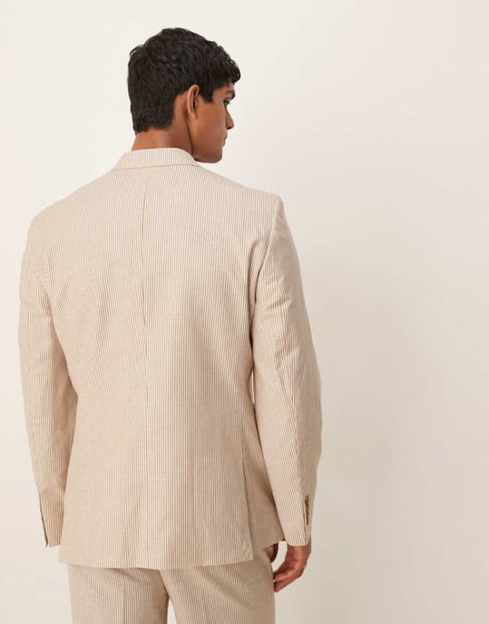 ASOS DESIGN linneslim jakk i stensrand - Image 4