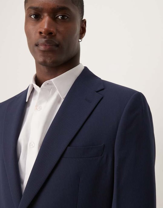 ASOS DESIGN bröllop smal kavaj i marinrandig - Image 3