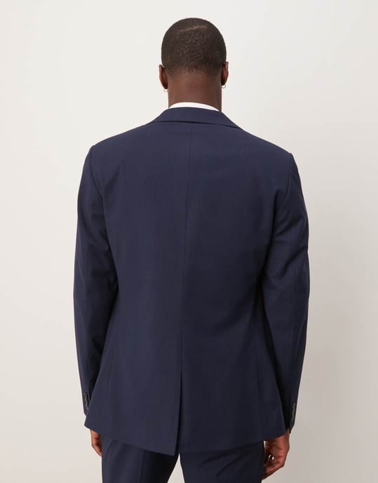 ASOS DESIGN bröllop smal kavaj i marinrandig - Image 4