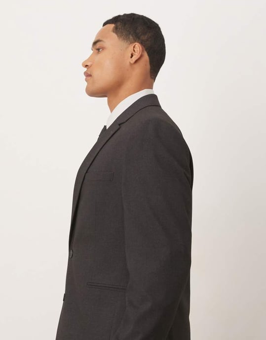ASOS DESIGN slim passform kavaj i grått - Image 4