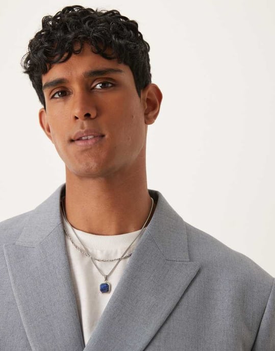 ASOS DESIGN dubbelknäppt boxy kostymjacka i blått - Image 3